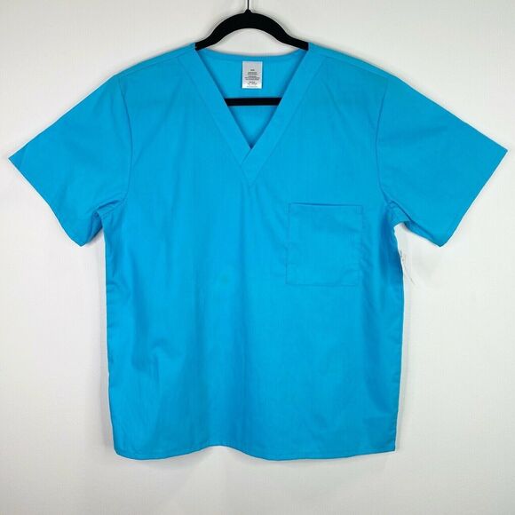 Walmart Solid Blue Scrub Top Shirt Size Small S - Picture 1 of 10
